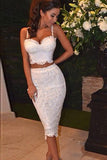2 Pcs Celeb Lace Lined Bandage Dress