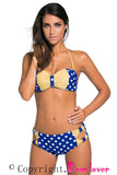 Blue White Dots Bow Detail High Waist Bathing Suit