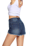 Dark Blue Faded Destroyed Denim Mini Shorts