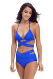 Royal Blue Sexy Cut Out 2pcs Swimwear