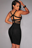 Black Strappy Back Bandage Dress