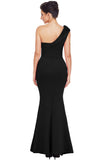 Black Sexy One Shoulder Ponti Gown