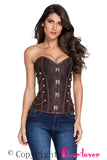 14 Steel Bones Brown Steampunk Corset with Thong