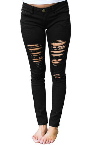 Black Distressed Jeans for Women