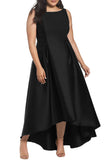 Black Plus Size Sleeveless High Low Party Ballgown