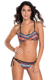 Ethnic Printed Strappy Bikini Swimsuit