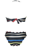 Scallop Edge Multicolor Striped Bikini