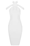 White Triangle Cutout Bandage Dress