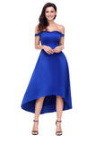 Blue High-shine High-low Party Evening Dress