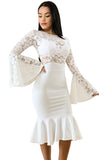 White Lace Bell Mermaid Bodycon Party Dress