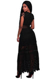 Black Lace Hollow Out Long Party Dress