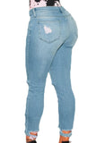 Light Blue Denim Destroyed Ankle Length Skinny Jeans