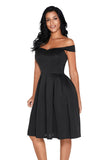 Black Foldover Off Shoulder Sweet Homecoming Dress