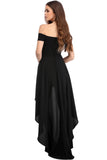 Black High Low Hem Off Shoulder Party Dress