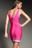 Rosy Plunging V Neck Sleeveless Bandage Dress