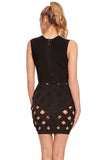 Black Celeb Style Crisscross Caged Bandage Dress