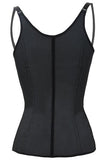 Black Steel Boned Latex Waist Trainer Vest