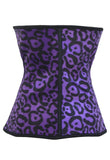 Purple Leopard Print 9 Steel Bones Latex Waist Trainer