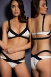 White Bandage Color Block Bikini Swimsuit