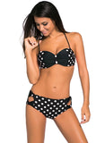 Black White Dots Bow Detail High Waist Bathing Suit