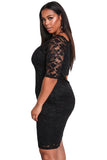 Black Plus Size Floral Lace Bodycon Dress