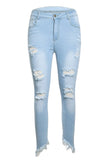 Light Blue Whiskered Destroy Stylish Skinny Jeans