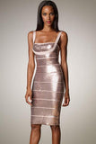 Apricot Twinkling Sequin Bandage Dress