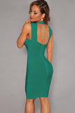 Green Crisscross Bust Bandage Dress