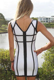 Black Crisscross Detail V Neck Cocktail Bandage Dress