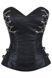 Black Gothic Sweetheart Leather Corset with Thong