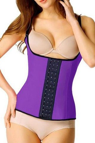 Purple Steel Boned Latex Waist Trainer Vest