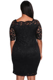 Black Plus Size Floral Lace Bodycon Dress