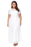White Plus Size Lace Party Gown