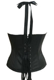 Black Lace Trim Faux Leather Corset