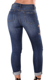 Floral Embroidered Knee Distress Skinny Jeans