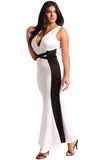 Plus Size Color Block Cross Strap Maxi Gown