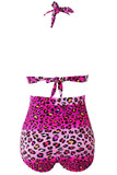 Rosy Leopard Print Retro High Waist 2 Pieces Swimsuit