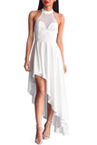 White Sheer Mesh Decolletage Hi-low Party Dress