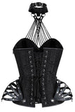 Black Gothic Steel Boned Overbust Corset with Neck Gear