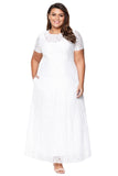 White Plus Size Lace Party Gown