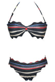 Scallop Edge Multicolor Striped Bikini