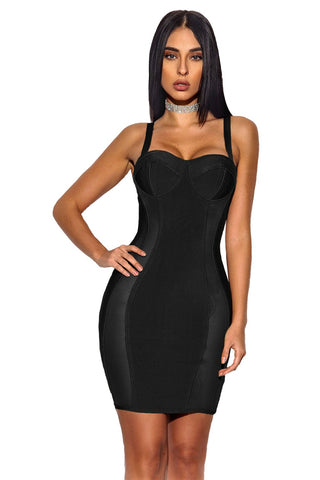 Black Hourglass Bustier Sheath Bandage Dress