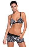 Black Trim Triangular Bikini and Boardshort Swimsuit