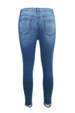 Medium Blue Denim Destroyed Ankle Length Skinny Jeans