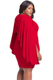Red Cape Plus Size Poncho Dress