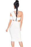 White Sexy Choker Neck Cut out Bandage Party Dress