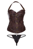 Steampunk Brocade Clasp Halter Overbust Corset