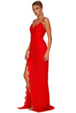 Red Yum Lacy Lace Bridal Wedding Party Gown