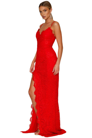 Red Yum Lacy Lace Bridal Wedding Party Gown