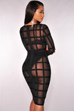 Black Bandage Caged Panty Lined Dress